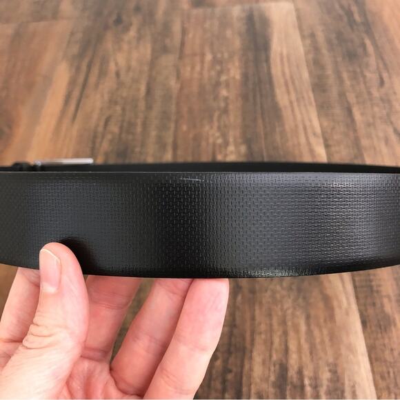 Hugo Boss Italian Leather Belt Printed Handmade in Italy Size 32 Black Gunmetal - Picture 7 of 16